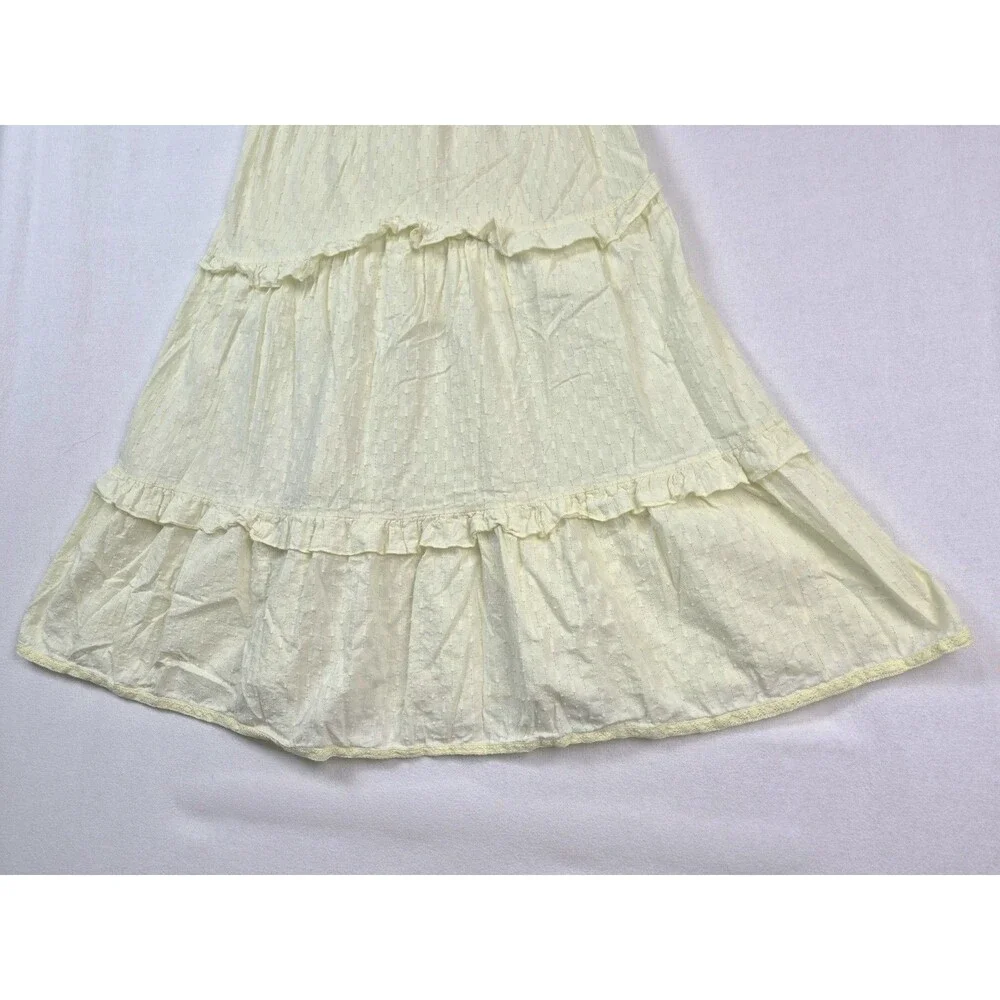 Free People Women Butter Yellow Sundress Tiered Boho Maxi Cottagecore Dress READ - Picture 3 of 9